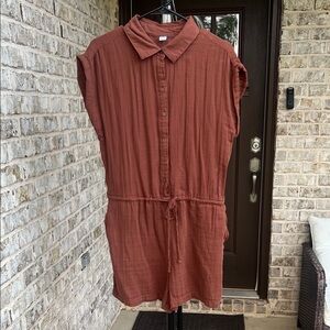 Old Navy Rust Button-Front Romper Medium
